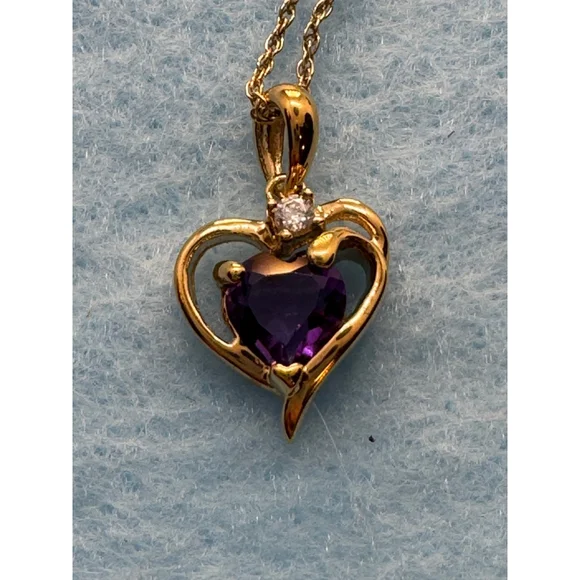 Sterling Silver & Gold Jewelry Set with Amethyst – Earrings, Ring & Necklace - Picture 8 of 10